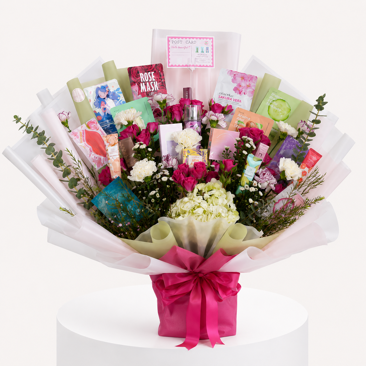 Large Bouquet with Flowers & Beauty Products - Image 2