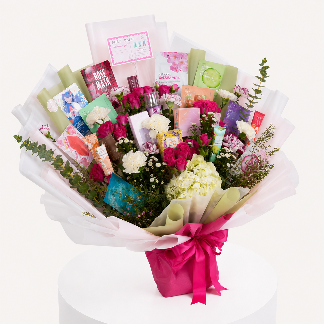 Large Bouquet with Flowers & Beauty Products - Image 3
